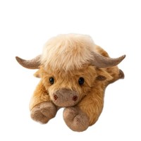 Nouvelle Peluche Vache Jaune de Haute Qualité en Position Allongée, Série pour Coussins Décoratifs, Remplie d'un Coussin Chauffant Micro-ondable