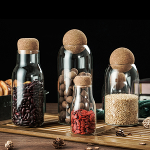 JM-<span class=keywords><strong>Set</strong></span> bestehend aus 3 hoch-borosilikat-Speicherglasbehältern Kanistergläser mit Ballkorkel-Holzdeckel für Kaffee Tee Gewürz Zucker - Product Image 5