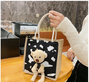 กระเป๋าแฟชั่<span class=keywords><strong>น</strong></span>รูปหมีสะพายไหล่สำหรับผู้หญิง,กระเป๋าโท้ทผ้าใบลายการ์ตูน<span class=keywords><strong>น</strong></span>่ารักแฟชั่<span class=keywords><strong>น</strong></span>รูปวัวสำหรับขายส่ง - Product Image 6