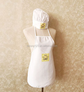 <strong>Children's</strong> Chef Cooking Baking Pure <strong>White</strong> Printing <strong>Apron</strong> Factory Kids <strong>Apron</strong> With Hat Set Advertising <strong>Aprons</strong> - Product Image 3