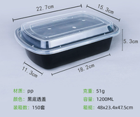 Boîtes à lunch rectangulaires en plastique PET épaissi, écologiques, de style américain, avec couvercles, pour salades, pains, sushis, emballages alimentaires