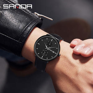 Reloj de Pulsera Analógico para Hombre Sanda 1115, Diseño Ejecutivo, Movimiento de Cuarzo Japonés, Tres Esferas, Visualización del Día, Correa de Cuero, Resistente al Agua - Product Image 6