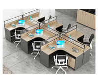 Modern Convertible Extendable Modular Multi-Office Partition Open Workstation Arc Glass Birch Wood Aluminum Custom Size Desks