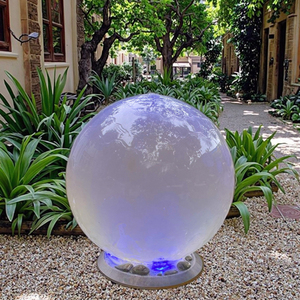 Fábrica nuevo diseño 23 pulgadas acrílico esfera hueca bola fuente de agua bola <span class=keywords><strong>cascada</strong></span> con luz Led RGB para decoración de jardín - Product Image 2