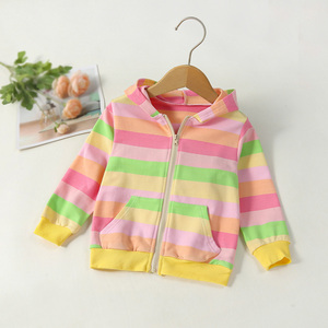 <span class=keywords><strong>Sudadera</strong></span> con Capucha y Cremallera para Niñas, Logotipo Personalizado, Niños Pequeños de 2 a 9 Años, Diseño de Arcoíris, <span class=keywords><strong>Sudadera</strong></span> con Capucha de Algodón, Chaqueta con Cremallera para Jóvenes - Product Image 3