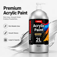 Peinture acrylique argentée 2L avec pompe distributrice, couleur acrylique pour artistes, pour toiles murales, fournitures de peinture artisanale DIY