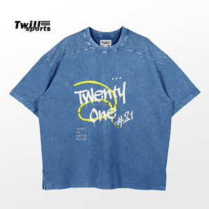 T-shirt à manches courtes col rond en coton tricoté 100 % délavé à l'acide style vintage pour homme, personnalisé, avec logo imprimé numériquement sur le devant, vente en gros - Product Image 4