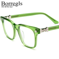Lunettes en acétate Borregls pour femmes, nouveau design de marque 2025, monture carrée chromée, lunettes optiques pour hommes, CH 19395