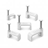 Clips de fixation carrés blancs en PE pour câbles, 4mm, 6mm, 8mm, avec clous en acier, pour câblage intérieur, fournisseur de clips de fixation pour câbles