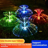 Lampes solaires LED IP65 multicolores en forme de méduse, feux d'artifice, petite décoration de jardin, fibres optiques DC, ambiance de pluie de météores de Noël