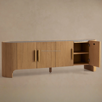 Console multimédia Astor en bois de chêne massif, plateau en marbre, style moderne et antique, meuble TV pour salon et chambre