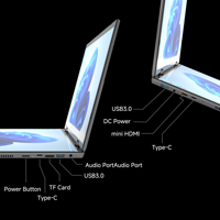 Ordinateur portable tablette 2-en-1 professionnel 14 pouces à double écran tactile, pliable à 360°, avec processeur Intel et double carte graphique dédiée en métal
