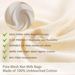 Sac filtrant en <span class=keywords><strong>tissu</strong></span> pour lait végétal avec logo personnalisé, <span class=keywords><strong>passoire</strong></span> de cuisine réutilisable en coton biologique à mailles fines, pour la germination et le jus - Product Image 3