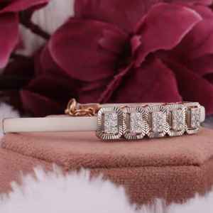 Moissanite Round Cut Chain Link Bracelet 925 Sterling Silver Plated Hip Hop Style Trendy Unisex Jewelry Gift for Birthday - Product Image 5