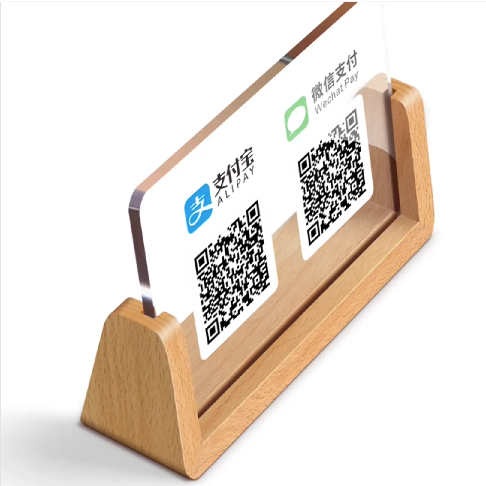 Soporte de menú de mesa personalizado de fábrica soporte de tarjeta de foto de madera soporte de señal de acrílico base de madera productos de madera