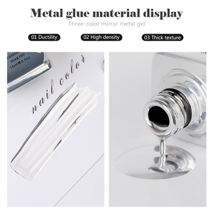 Pintura profesional Vinimay para uñas, 3 colores, delineador de Metal dorado, esmalte de Gel para pintura de uñas, esmalte de Gel de espejo metálico cromado brillante - Product Image 5