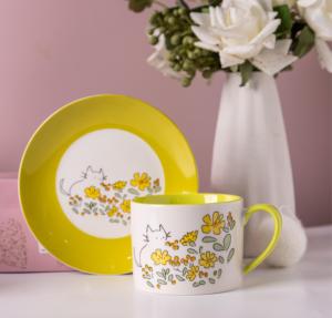 Commercio all'ingrosso carino gatto e fiore in ceramica piattino set stoviglie in porcellana con colori vivaci alla moda per la casa e la caffetteria essenziali per la ristorazione - Product Image 6
