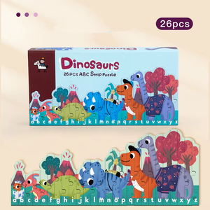 Rompecabezas a rayas de 26 letras para niños, juguetes educativos para niños, rompecabezas cognitivo de doble cara con dibujos animados de animales de granja, rompecabezas a juego - Product Image 6