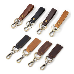 Llavero de Cuero Crazy Horse Vintage con Logotipo Personalizado al por Mayor, Anillo para Llaves de Piel de Vacuno de Primera Calidad con Gancho Metálico, Suministro Directo de Fábrica - Product Image 2