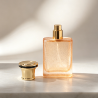 Flacon de parfum en verre craquelé pêche 50ml 1.7oz avec bouchon doré, corps texturé, logo personnalisé, emballage cadeau, vente en gros OEM