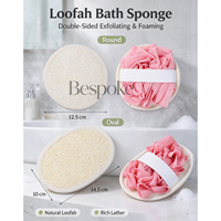 Spons Mandi Logo Kustom Spons Ramie Alami PE Bentuk Oval Sarung Tangan Mandi Rami & Spons Mandi Luffa untuk Perawatan Tubuh