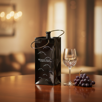 Personnalisé PVC Noir Vin Fourre-Tout Refroidisseur Glace Sac Bouteilles champagne sacs Avec Tube Poignée