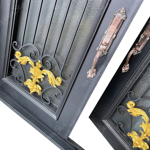 Il miglior cancello per <span class=keywords><strong>porta</strong></span> in ferro battuto antiruggine esterno ad arco superiore con vetro artistico per la <span class=keywords><strong>porta</strong></span> d'ingresso della Villa - Product Image 5