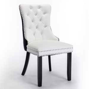Silla de Comedor Tapizada en Terciopelo PU de Alta Gama, Diseño Moderno con Mechones, Base de Madera Sólida - Product Image 3