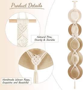 Accueil Bobo Decor suspendu macramé <span class=keywords><strong>porte</strong></span>-chapeau cintres <span class=keywords><strong>porte</strong></span>-chapeau pour mur coton corde tissage Cowboy chapeau organisateur affichage main - Product Image 4