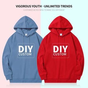 Pull à capuche en coton pour homme avec logo personnalisé, impression en relief, design DIY, vêtements décontractés d'automne et d'hiver, bonnet unisexe - Product Image 2