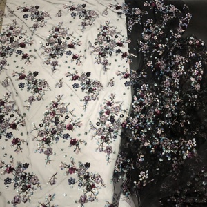 Luxury Colorful Embroidered <strong>Sequins</strong> Floral <strong>Mesh</strong> Lace Fabric LT21642 - Product Image 3