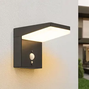 Alumínio fundido fixo para baixo ao ar livre levou impermeável sensor de movimento solar parede jardim luz