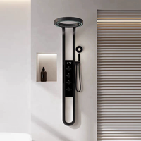 Ensemble de robinetterie de douche thermostatique multifonction noir en laiton avec mitigeur monocommande en céramique pour hôtel
