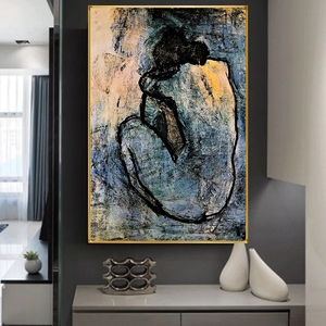 Obras de Arte Abstracto, Mujer <span class=keywords><strong>Guernica</strong></span>, Póster de Arte Lineal, Pintura al Óleo, Impresión de Pintura al Óleo para Pared, Decoración del Hogar, Patrón Decorativo - Product Image 1