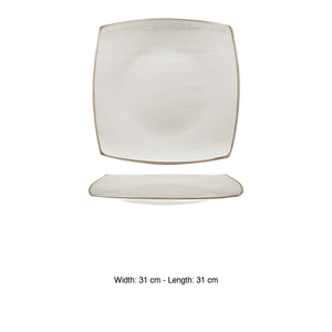 Assiette carrée beige artisanale 31 × 31 cm Corona Pa1605912912 - Product Image 3