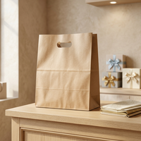 Sacs en papier kraft personnalisés avec poignée découpée, sacs de transport pour la vente à emporter et l'emballage de détail