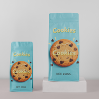 Sachet d'Emballage Personnalisé Imprimé 500g 1000g pour Biscuits et Snacks, Pochette Ziplock en Plastique à Fond Plat pour Alimentaire