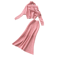 Ensemble deux pièces pour femmes, style décontracté d'automne, haut en tricot à col halter à manches longues, jupe mi-longue taille haute