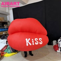 Accessoire lèvres rouges gonflables personnalisées, décoration gonflable en forme de lèvres sexy pour soirées en boîte de nuit et événements scéniques