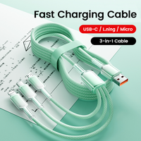 Cable USB C 3 en 1 a Precio de Fábrica, Carga Rápida, 3 pies, 6 pies, 10 pies, Cable de Datos Tipo C Personalizado para Teléfono, Tableta, Reloj, Kit de Cable Tipo C OEM