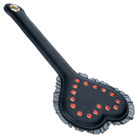 BDSM - Pagaie de fustigation en cuir PU noir 100% imperméable avec design de masque - Outil interactif pour l'entraînement, la soumission et la discipline