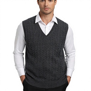 Luxury Anti-Wrinkle Anti-Shrink <b>Sleeveless</b> Knit <b>Sweater</b> <b>Men's</b> Slim Fit Front Fashion Top Comfortable Versatile Design for Autumn - Product Image 3