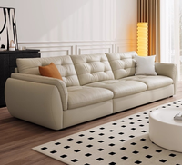 Canapé sectionnel Chesterfield en cuir véritable moderne pour la maison Ensemble rectangulaire rempli d'éponge pour villas Meubles de maison