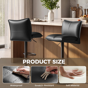 Taburete de Bar Giratorio con Altura Ajustable, Bolsillo de Almacenamiento Trasero, Cuero Sintético Impermeable, Cojín Grueso, Silla de Barra para Cocina - Product Image 4