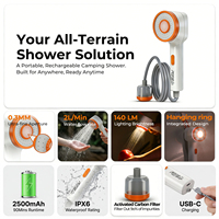 Ducha Portátil Recargable USB RoosCamp con Luz LED y Filtro de Carbón para Uso en Inodoros