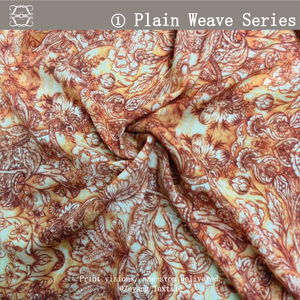 Tessuto in Crepe de Chine e Chiffon con Motivi Floreali Barocchi in Stile Retrò Caramellato, Antirughe, Traspirante e Morbido per Abbigliamento Femminile - Product Image 1