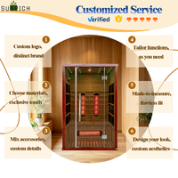 Sauna infrarouge intérieur en bois massif de pruche canadienne pour 2 personnes, sauna commercial avec éclairage étoilé en promotion