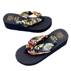 Womens Wedge Heel Flip Flops Floral Fabric Strap Thick Sole Elevated <b>Summer</b> Outdoor Fashion Beach <b>Slippers</b> - Product Image 5