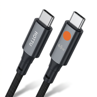 Kabel Pengisi Daya USB C ke USB C 65W Hitam dengan Jalinan Kabel Tipe C untuk Ponsel, Tablet, Laptop, Mobil, dan Perjalanan