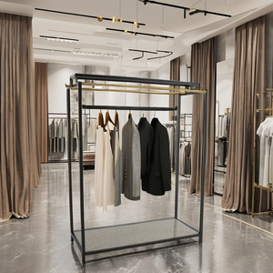 Porte-vêtements Magasin de vêtements Présentoir en métal <span class=keywords><strong>Rail</strong></span> suspendu au sol Lady Clothing Display Golden <span class=keywords><strong>Rail</strong></span> Garment Rack - Product Image 4